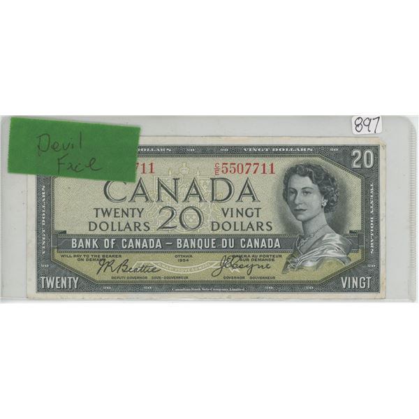 1954 Canada $20 Devils Face