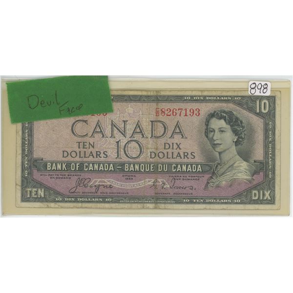 1954 Canada $10 Devils Face