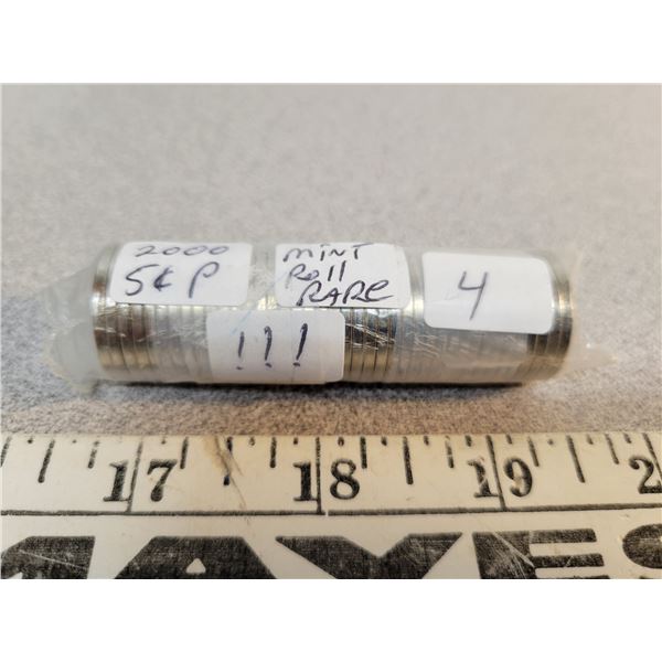 Very Rare Mint Roll 2000 P 5Cent Canadian