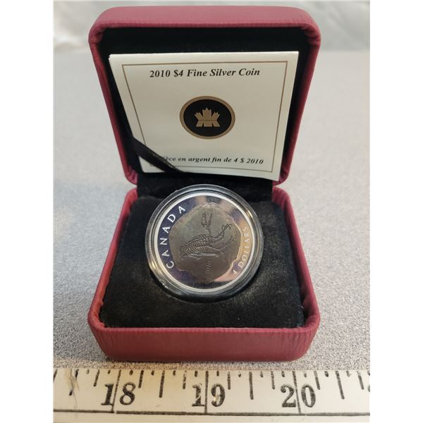2010 $4 Fine Silver Dinosaur Coin RCM