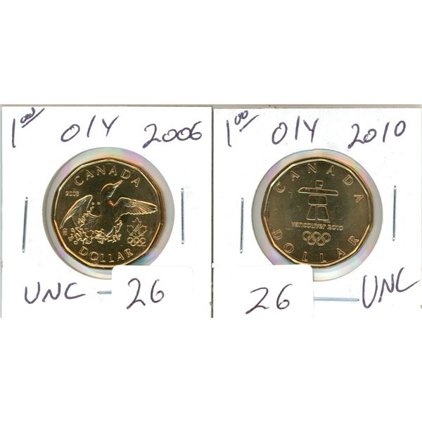 2006 & 2010 Olympic loonie UNC