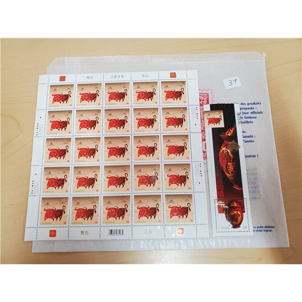 2009 Year of the Ox stamp sheet plus extra large stamp