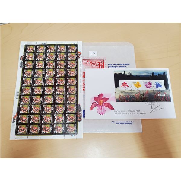 Cecropia motion stamp sheet plus flower first issue