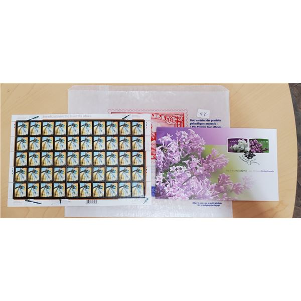 Aeshna Caradensis sheet plus first day issue Lilacs