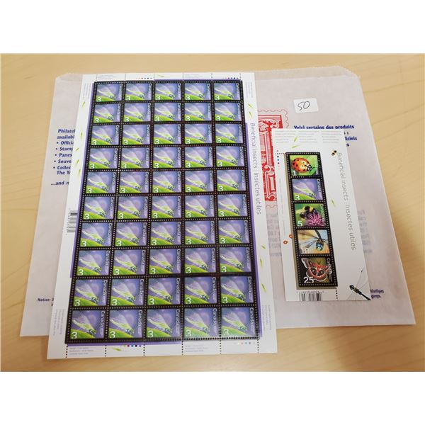 Chrysopa Oculata stamp sheet plus beneficial insects stamps