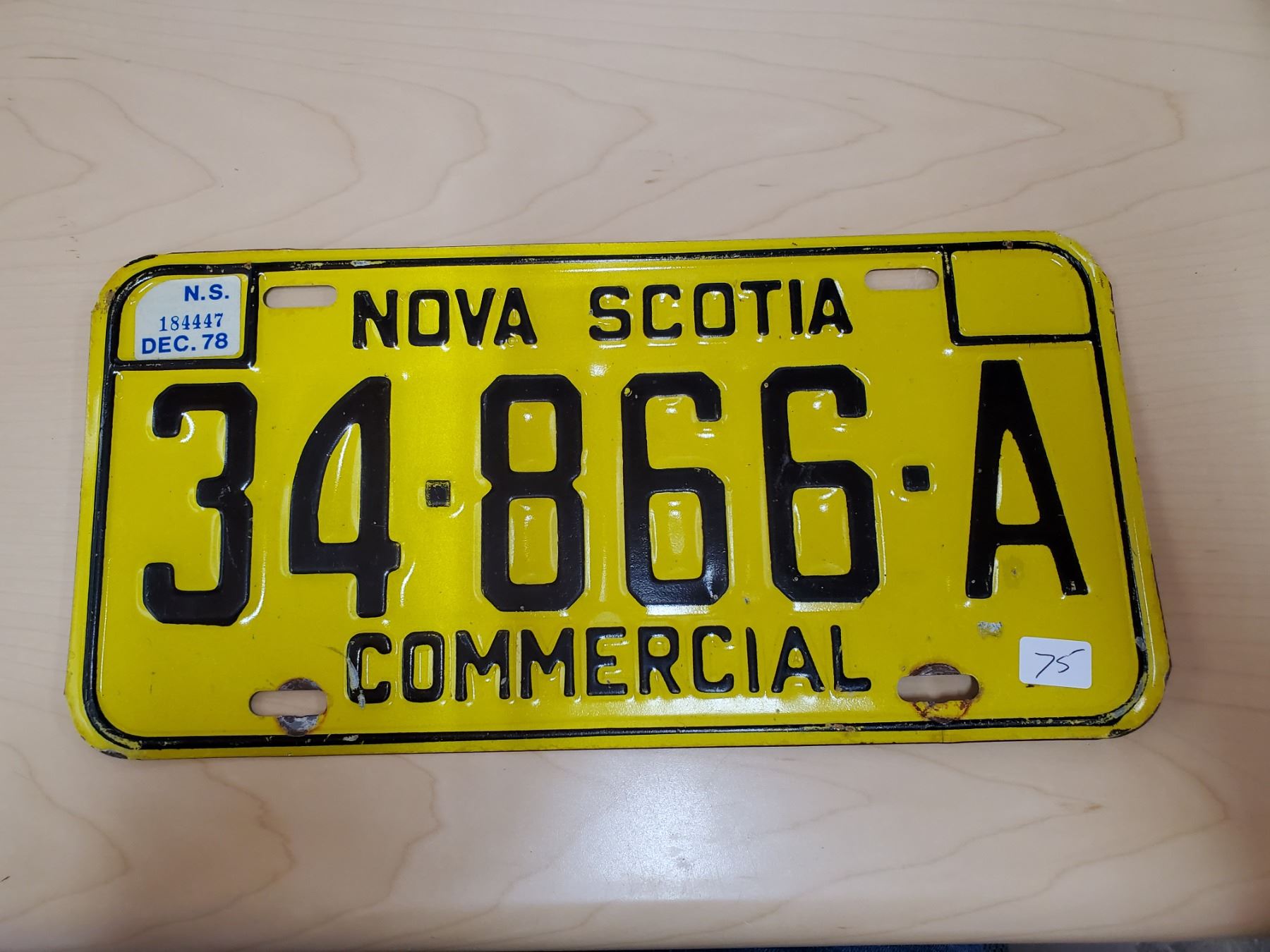 Commercial Nova Scotia 1978 License Plate