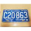 Image 1 : 1969 BC License Plate