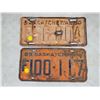 Image 1 : 1950 + 1963 SASK LICENSE PLATES