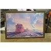 Image 1 : Train/American West Painting - 40x27in.