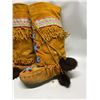 Image 3 : First Nations Beaded Footwear Mukluks Foot Approx: 10x3.5" & 14"Tall