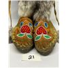 Image 2 : First Nations Beaded Footwear Mukluks Foot Approx: 7x2.5"  9"Tall