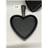 Image 2 : 2 Cast Iron Heart Shaped Fry Pans Valentines Smaller Approx: 5"W