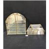 Image 1 : 2 Brass / Glass Mirrored Display Cabinets Larger Appr: 12"W 13"T 4"D