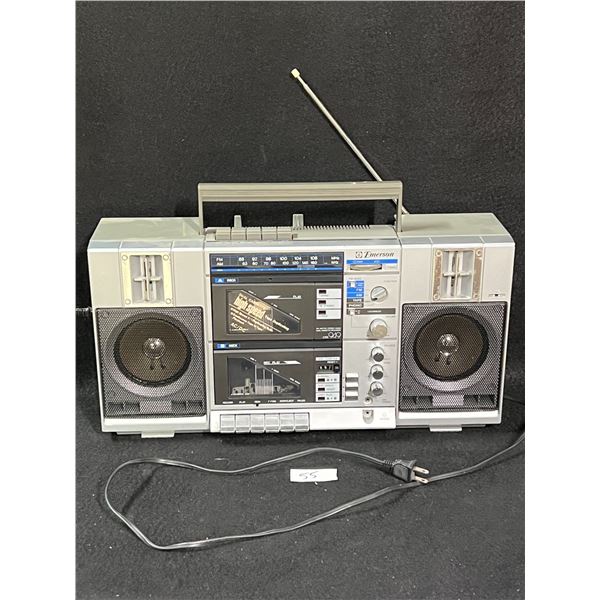 Vintage Emerson Boombox Radio/Cassette Player CTR 949 Apr: 19.5"W 10"T 5"D