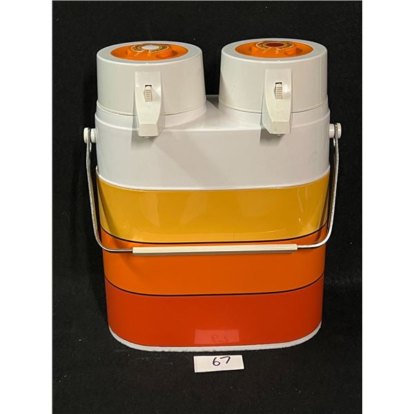 Vintage Peacock Vacuum Bottle Double Pump Dispenser Appr: 12.5"T 9.5"W 5"D