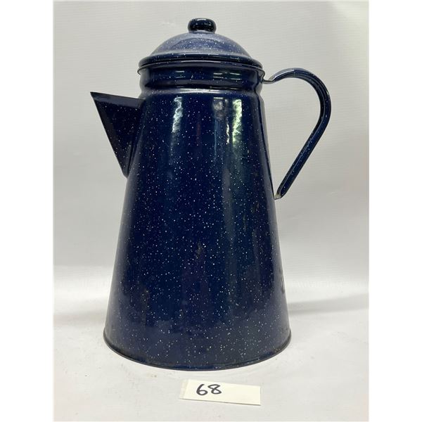 Blue Speckled Metal Coffee Percolator / Kettle Appr: 10.5"T 6.5"W