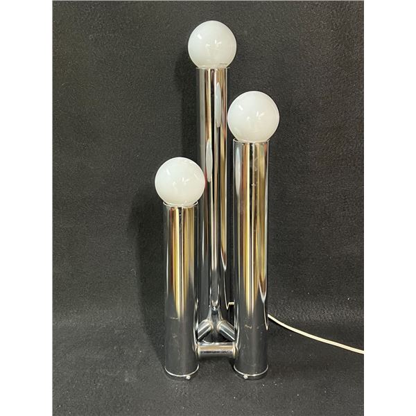 Vintage MCM Chrome Cylinder Table Lamp Approx: 23"T 7"W