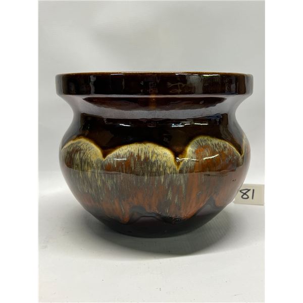 Brown / Orange Ceramic Planter / Pot Approx: 8.25"W 6.5"T