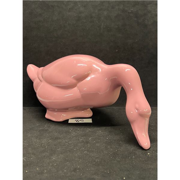 Large Pink Ceramic Duck Figure Accent 2000 label Approx: 13x6"