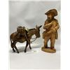 Image 1 : 2 Carved Figures Man and Donkey Tallest approx: 11.5"