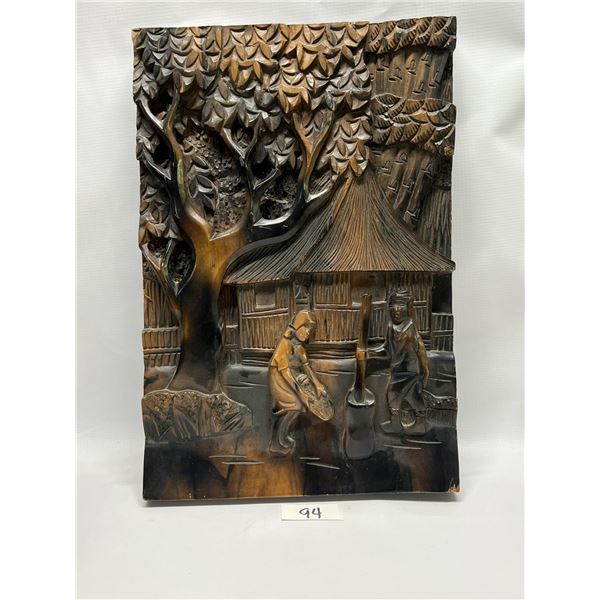 Heavy Wood Carved Plank Carving Approx: 16x11" 1.5" Thick