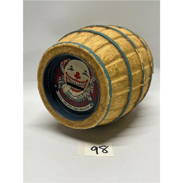 Vintage James Candy Paper Mache Coin Bank w/tin Lid Approx: 7"T 5"W