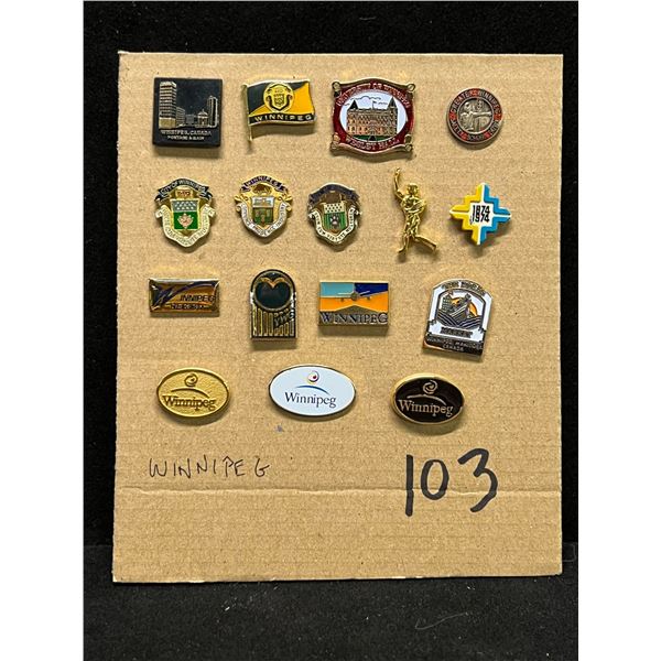 16  Mostly City Of Winnipeg Collector Lapel Pin Back Pins