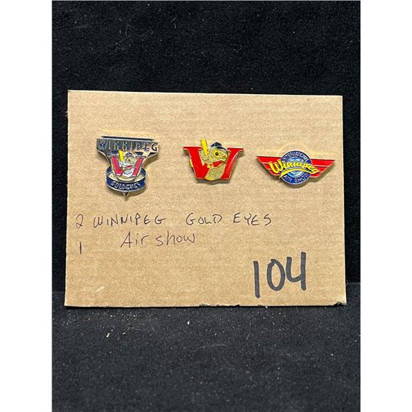 3 Winnipeg Goldeyes & Airshow Collector Lapel Pin Back Pins