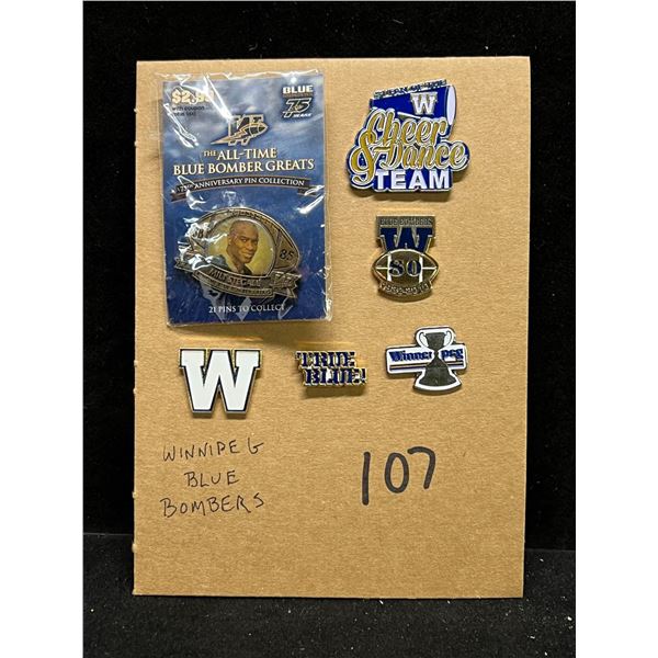 6  Winnipeg Blue Bombers Collector Lapel Pin Back Pins