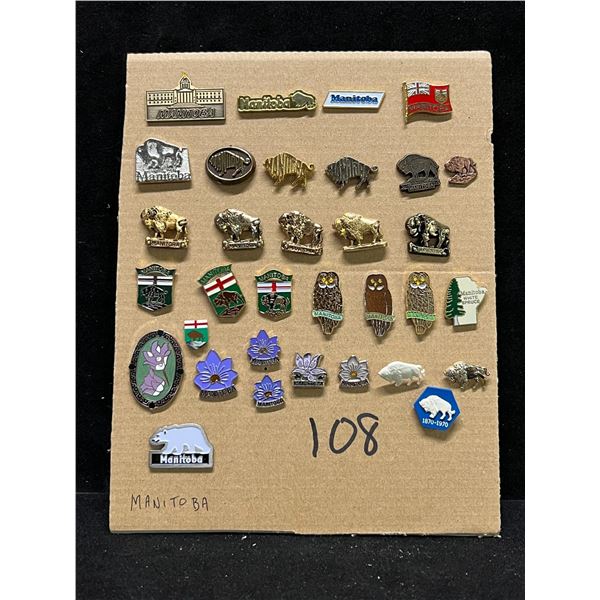 33  Mostly Manitoba related Collector Lapel Pin Back Pins