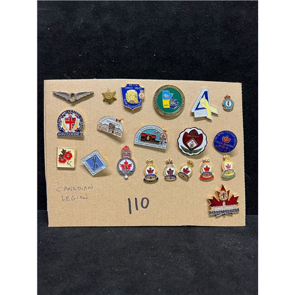 20 Mostly Canadian Legion Collector Lapel Pin Back Pins
