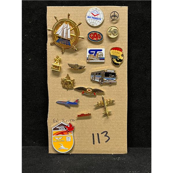 16 Mostly transportation Collector Lapel Pin Back Pins