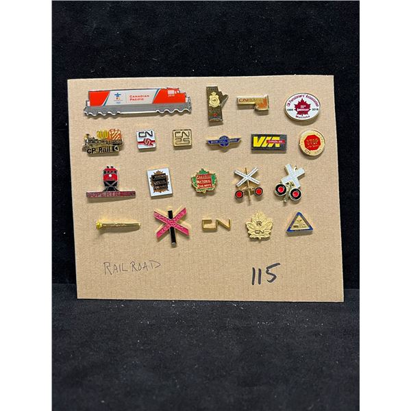 20 Mostly CN & other Railway Collector Lapel Pin Back Pins