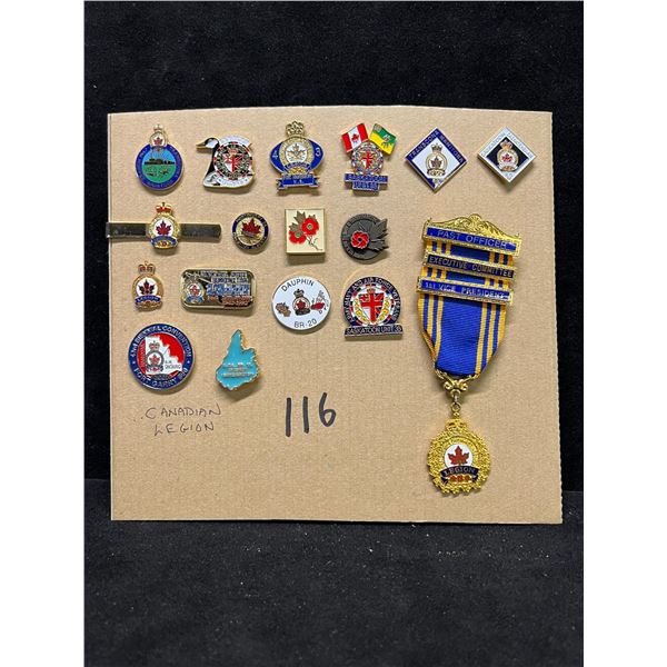 17 Mostly Canadian Legion Collector Lapel Pin Back Pins