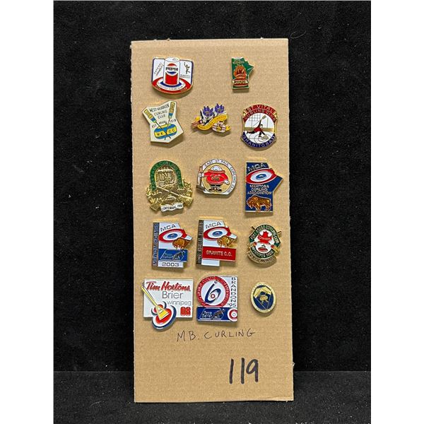 14  Mostly Manitoba Curling Collector Lapel Pin Back Pins