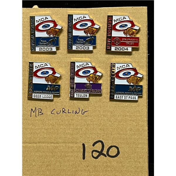 6 Mostly Manitoba Curling Collector Lapel Pin Back Pins