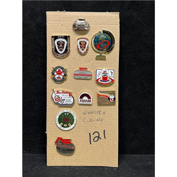 12 Mostly Winnipeg Curling Collector Lapel Pin Back Pins