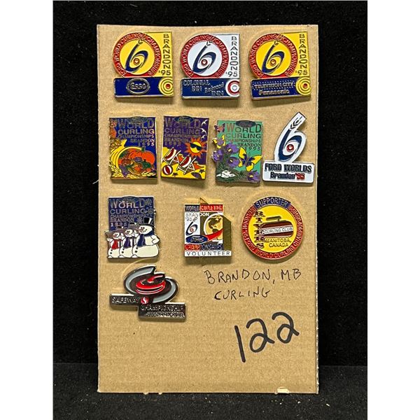 11 Mostly Brandon Manitoba Curling Collector Lapel Pin Back Pins