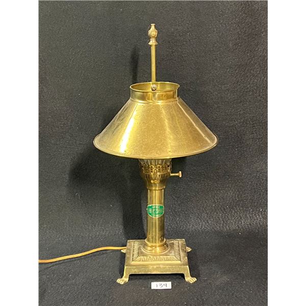 Brass Orient Express Table Lamp w/ Adjustable shade Approx: 20"T 5"W
