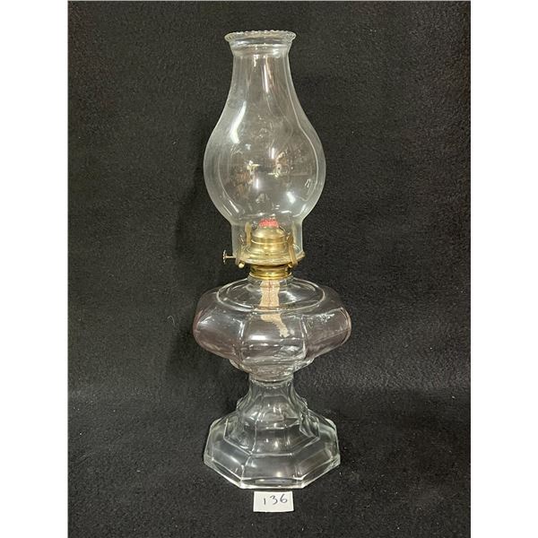 Vintage Glass Oil Lamp Approx: 18"T 6.5"w