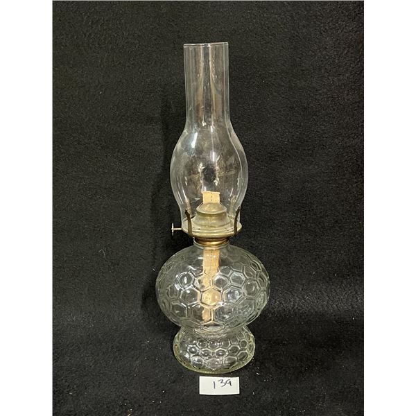 Vintage Glass Oil Lamp Approx: 15.75"T 5.5"w