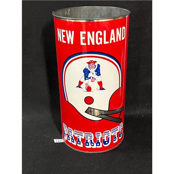 Vintage Metal New England Patriots Trash Garbage Can Approx: 19.25x10.25"