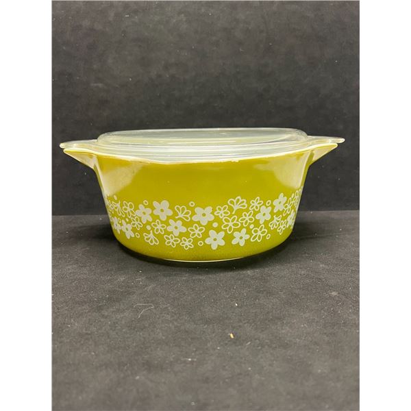 Vintage Pyrex Crazy Daisy Casserole w/lid (some warping/damage) 2.5 QT