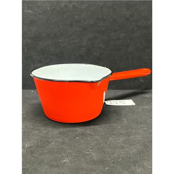 Vintage Chefmate Metal Enamel Small Pot W/spout Romania Approx: 5"W 2.75"T