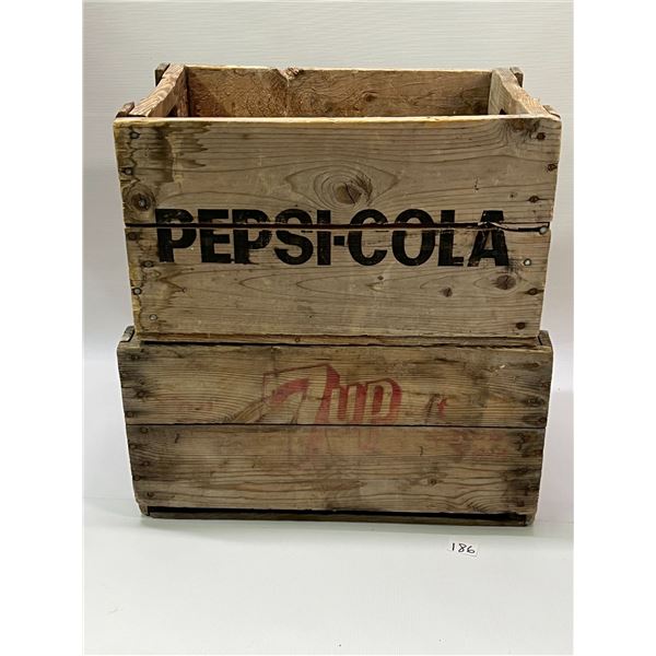 Vintage Pepsi-Cola & 7 up Wood Crates (Largest Approx: 19.5x12x10T)