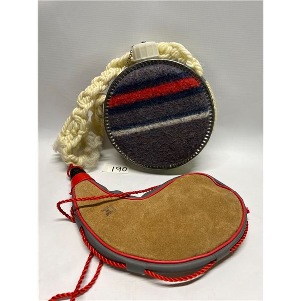 Vintage Aluminum & leather Water Bottles Canteens w/ shoulder straps