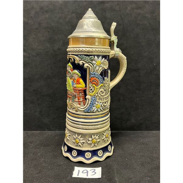 Vintage Musical German Beer Stein Mug Swiss Movement Approx: 9.5"T 4.25"W