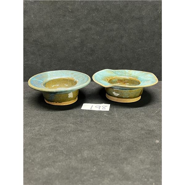 2 Wheel Thrown Ceramic Votive Holders Candle