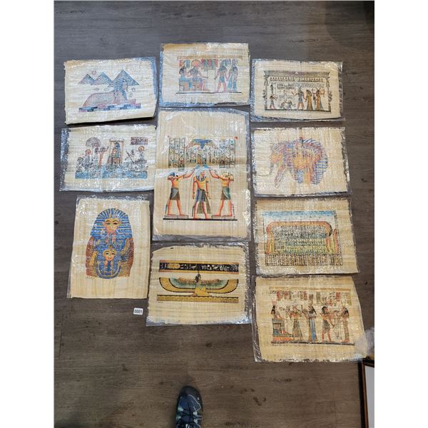 Egyptian Papyrus Paintings x10 (Art - Unframed) Average 17"w x 25"h