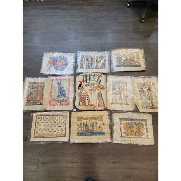 Egyptian Papyrus Paintings x11 (Art - Unframed) Average 17"w x 25"h
